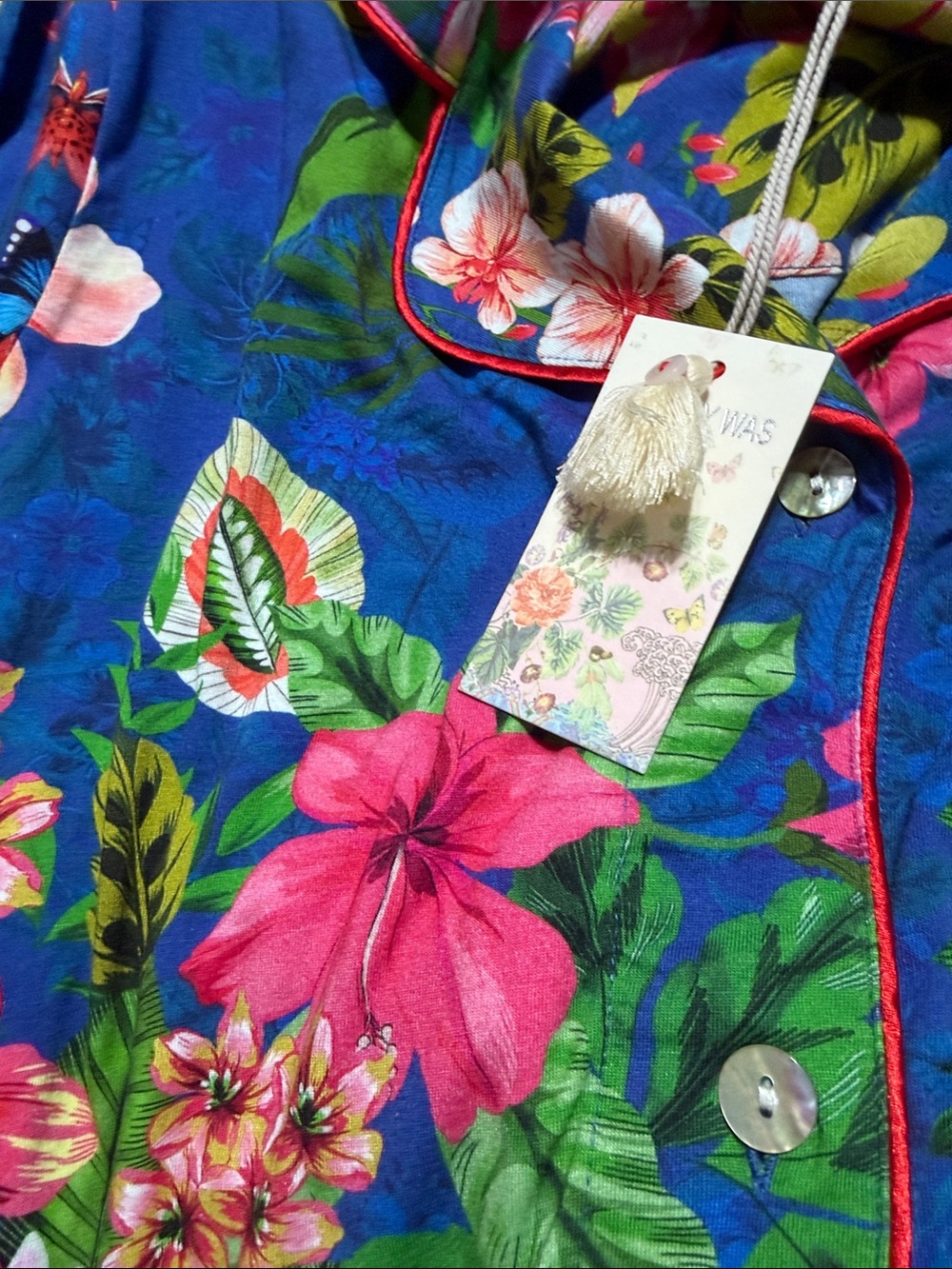 NWT Vibrant Floral Blue print Pajama Set(leaves & flowers) - Picture 5 of 5
